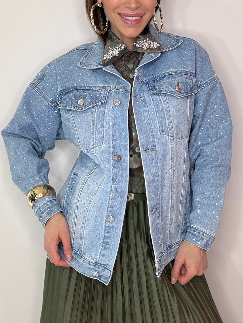 Giacca in denim e cristalli FEDERICA BI