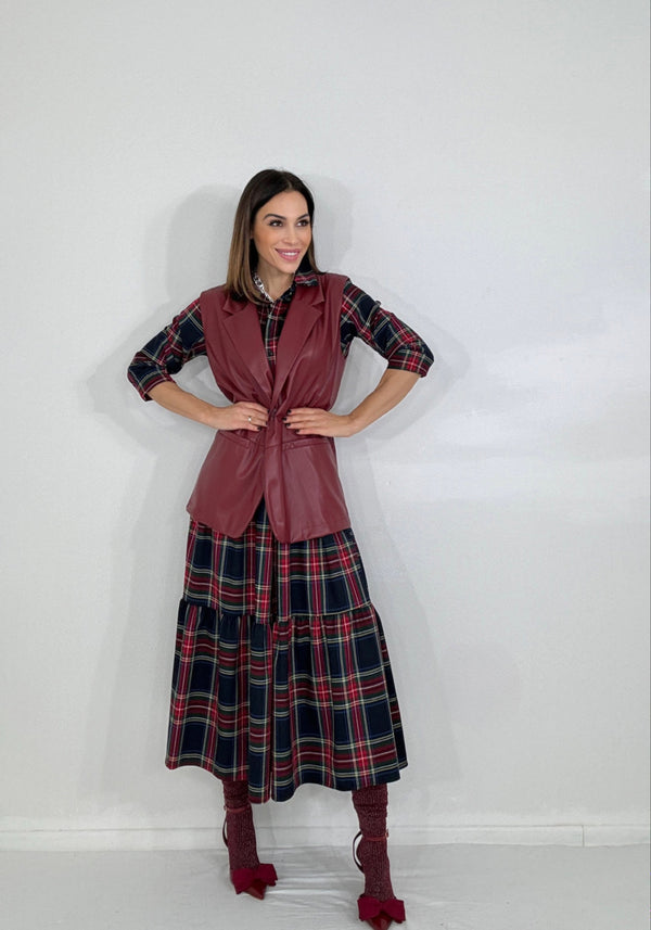 Abito tartan blu FEDERICA BI