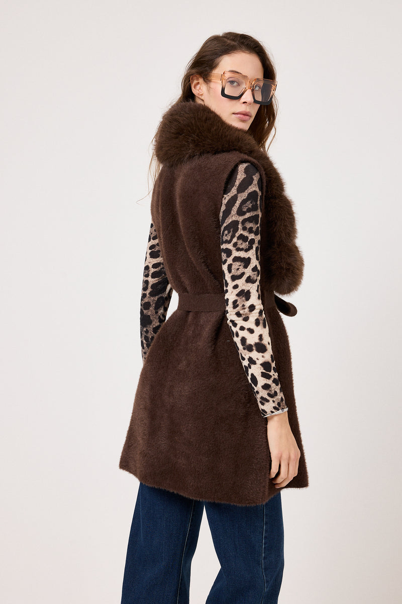 Gilet in ciniglia ed ecopelliccia FEDERICA BI