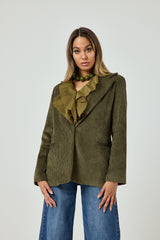 Blazer in velluto verde militare
