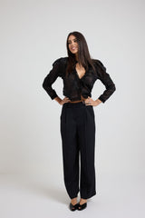 Pantalone nero in cadi FEDERICA BI