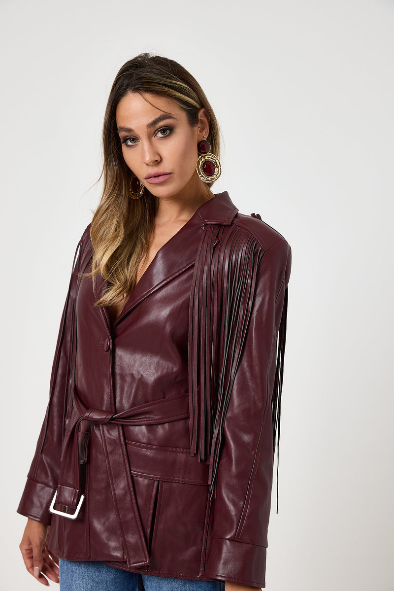 Giacca bordeaux frange FEDERICA BI