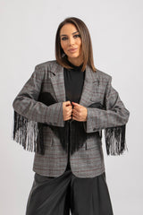 Blazer principe di Galles frange nere FEDERICA BI