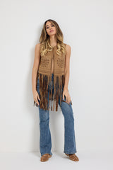 Gilet in suede frange FEDERICA BI