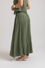 Pantalone in lino verde militare FEDERICA BI