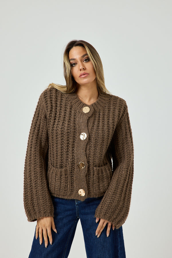 Cardigan bottone oro FEDERICA BI