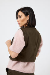 Gilet in ecosuede verde FEDERICA BI