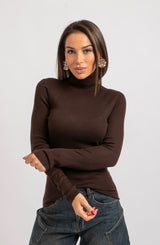 Maglia cioccolato in lana FEDERICA BI