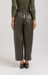 Pantalone in ecopelle verde militare FEDERICA BI