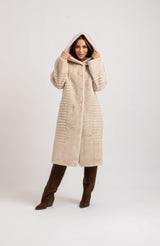 Ecopelliccia beige con cappuccio FEDERICA BI