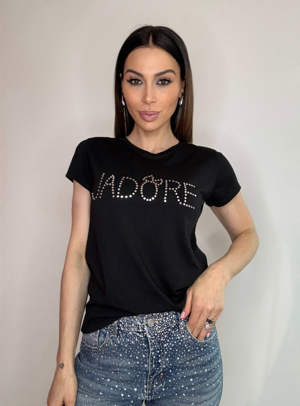 T-shirt in cotone J’ADORE Bianca e nera FEDERICA BI