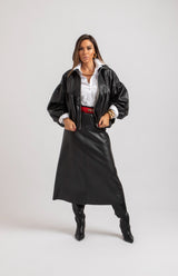 Gonna midi in ecopelle nera FEDERICA BI