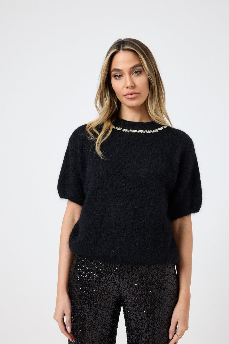 Pantalone nero in paillettes FEDERICA BI