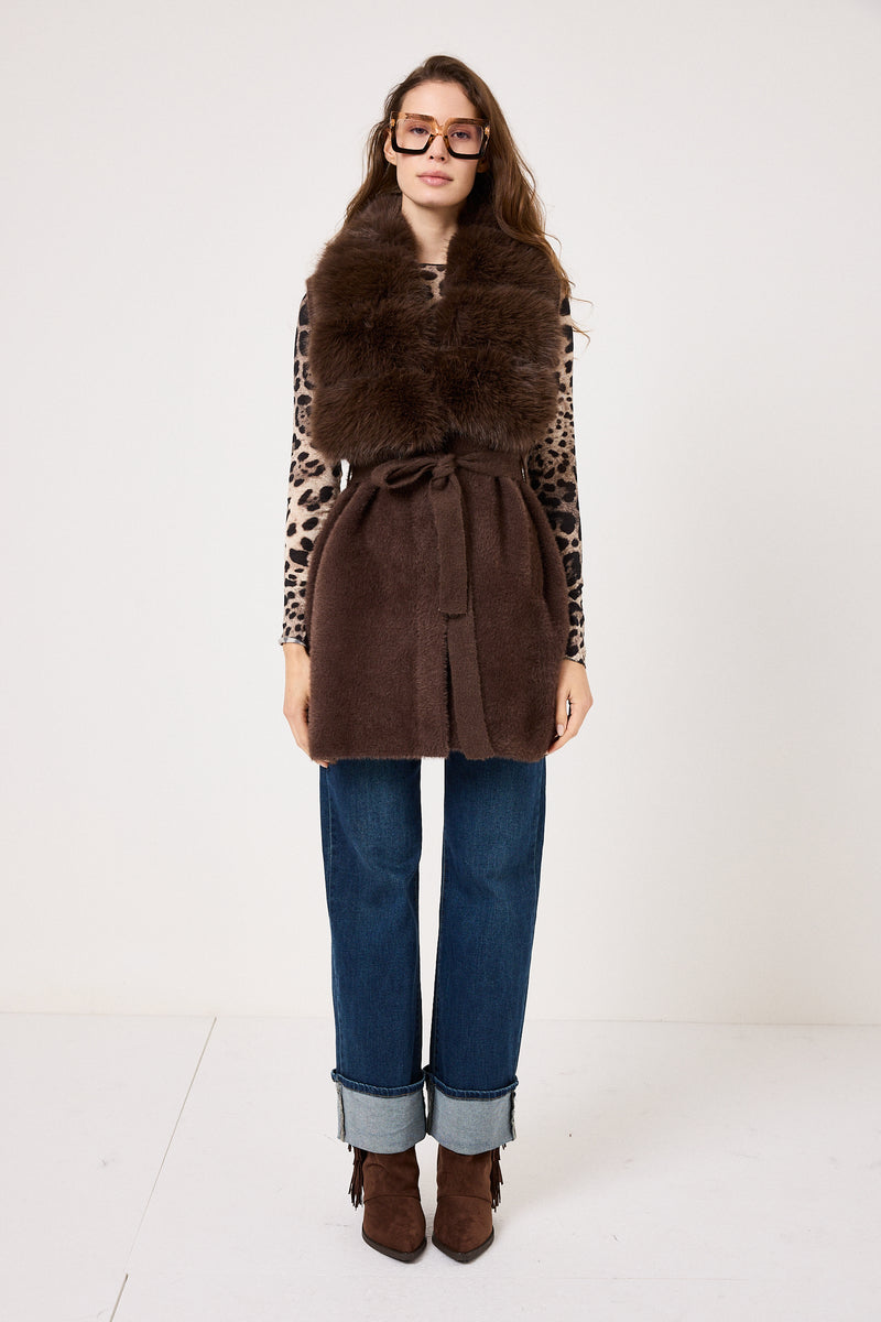 Gilet in ciniglia ed ecopelliccia FEDERICA BI