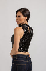 Top nero in paillettes FEDERICA BI