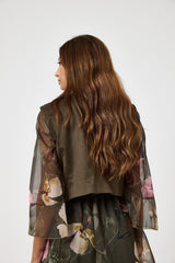 Gilet in eco camoscio verde FEDERICA BI