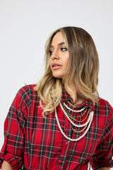 Abito tartan rosso FEDERICA BI