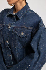 Giacca blu denim cristalli FEDERICA BI