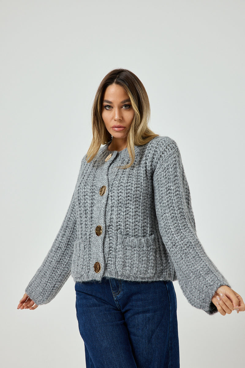 Cardigan bottone oro FEDERICA BI