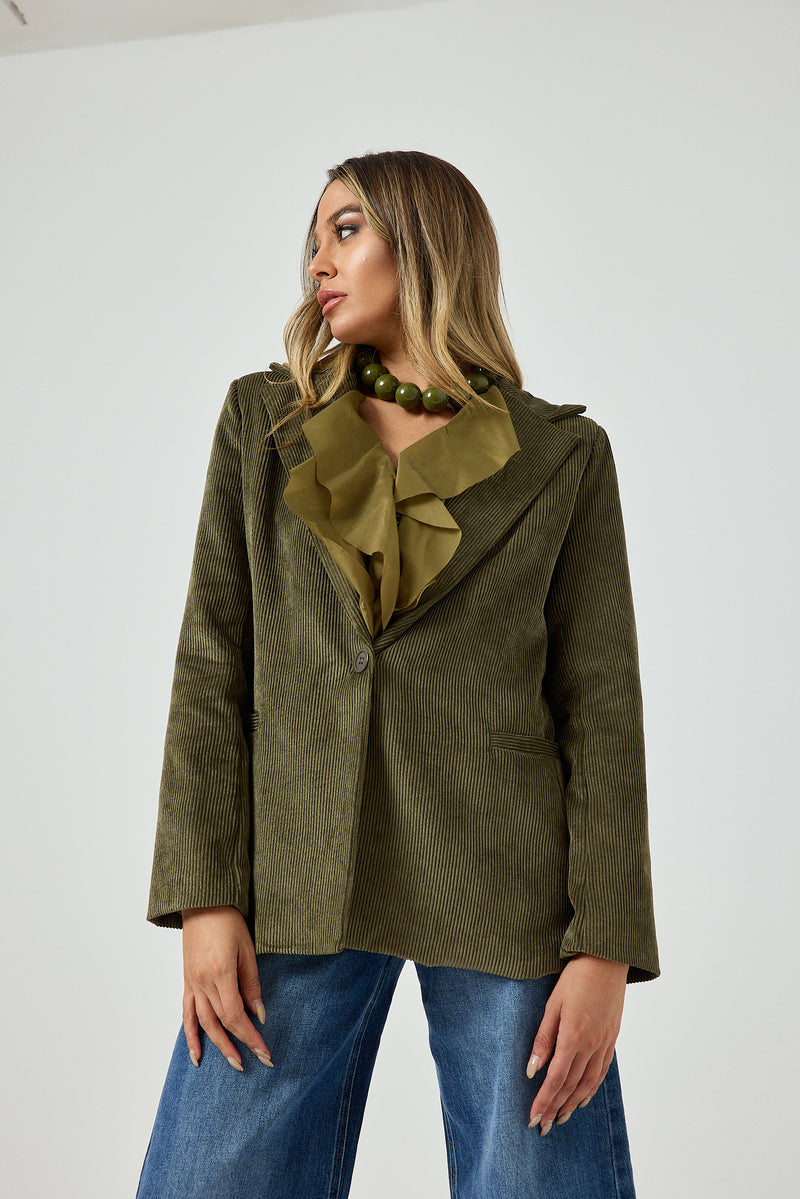 Blazer in velluto verde militare
