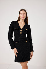 Abito elegante nero bottoni oro FEDERICA BI