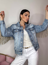 Giacca in denim e frange FEDERICA BI ( vari colori )
