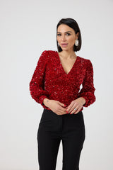 Maglia in velluto rosso FEDERICA BI