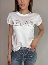 T-shirt RELAX in cotone bianca e nera FEDERICA BI