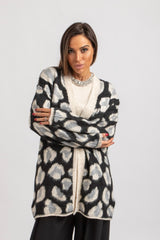 Cardigan animalier avorio FEDERICA BI
