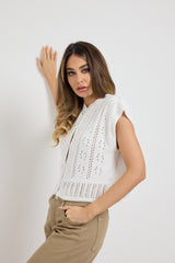 Gilet bianco traforato FEDERICA BI