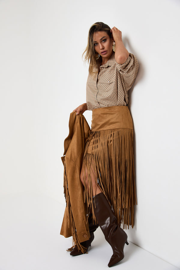 Gonna in suede con frange FEDERICA BI