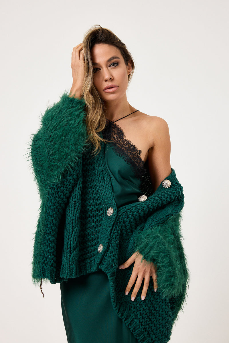 Cardigan treccia e ciniglia FEDERICA BI ( vari colori )