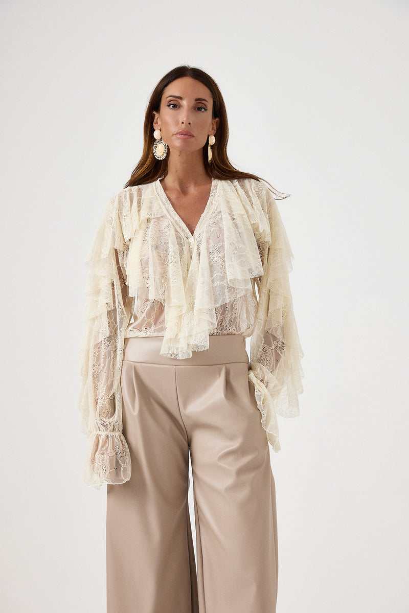 Camicia in pizzo burro FEDERICA BI
