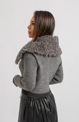 Cardigan grigio ecofur ricciolino FEDERICA BI