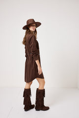 Abito in ecosuede marrone FEDERICA BI