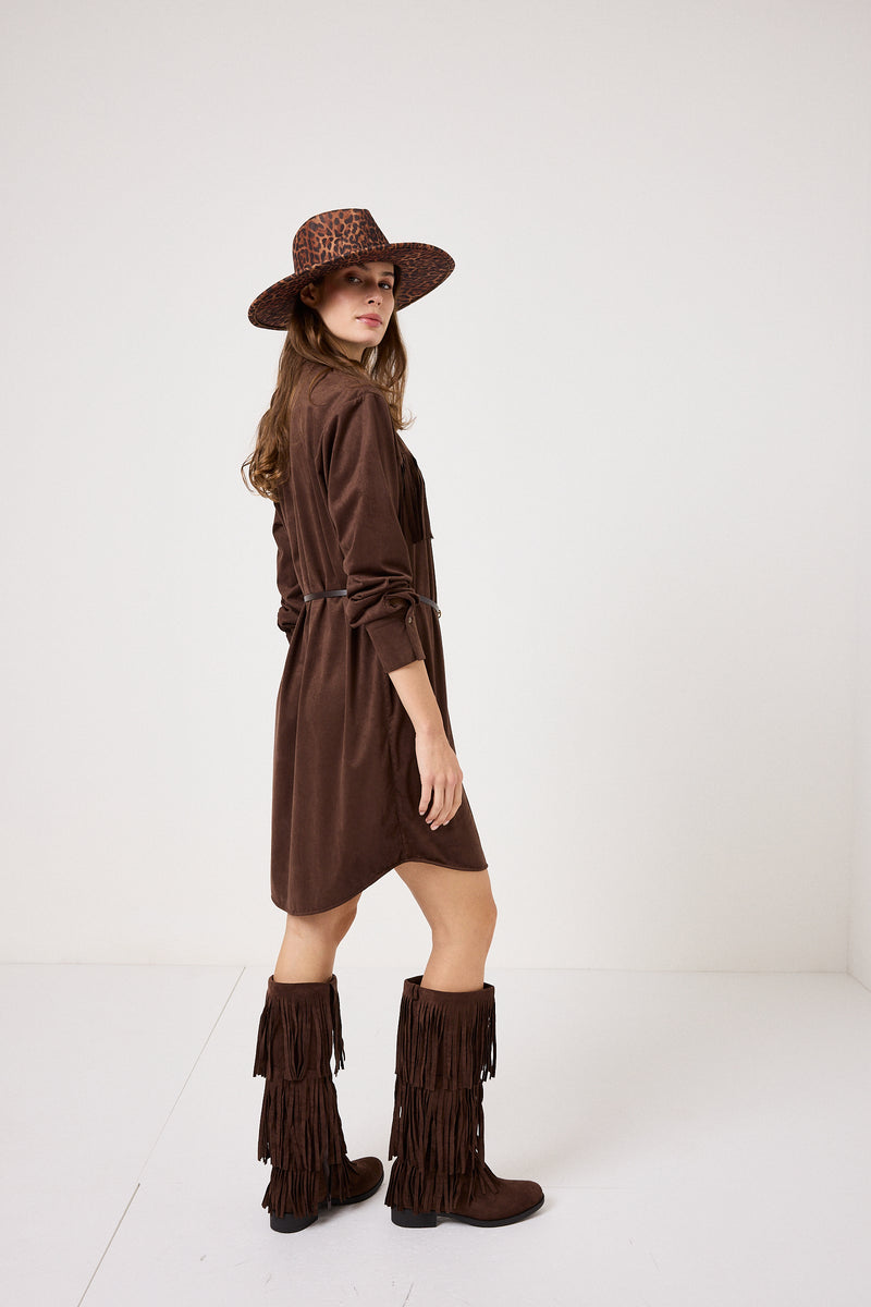 Abito in ecosuede marrone FEDERICA BI