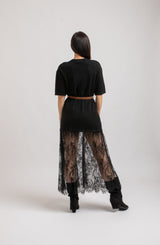 Abito lungo FEDERICA BI tricot e pizzo