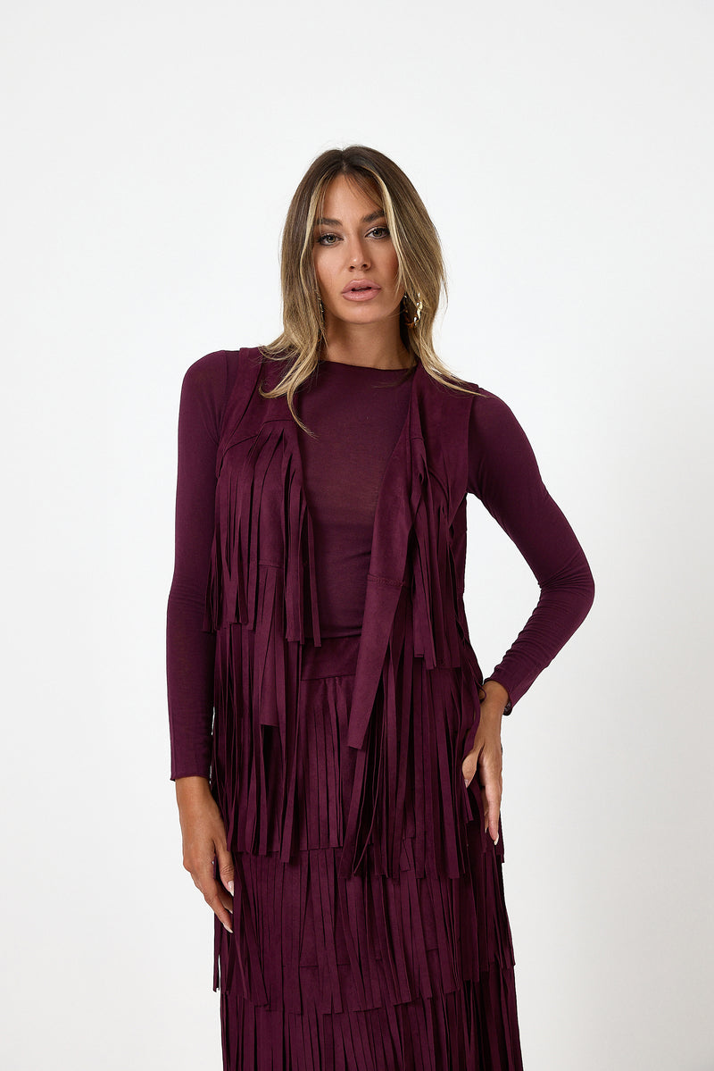 Gonna bordeaux in ecosuede FEDERICA BI