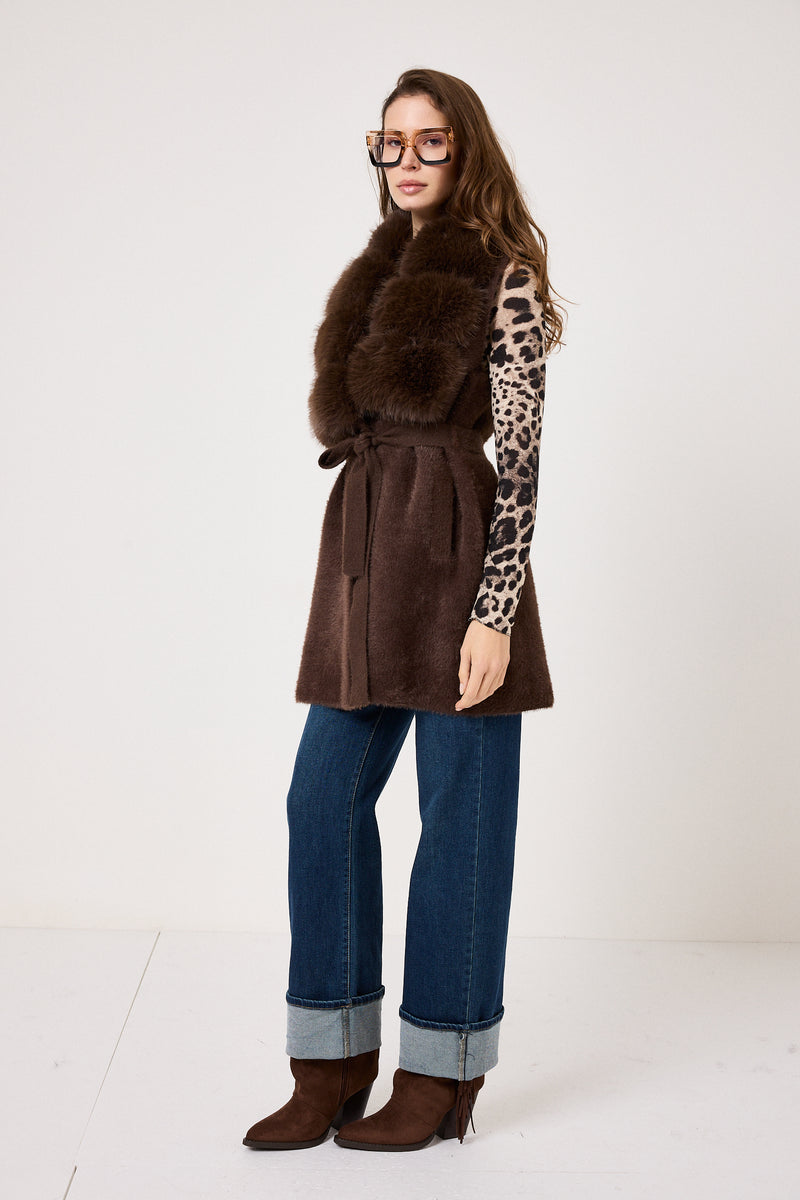 Gilet in ciniglia ed ecopelliccia FEDERICA BI