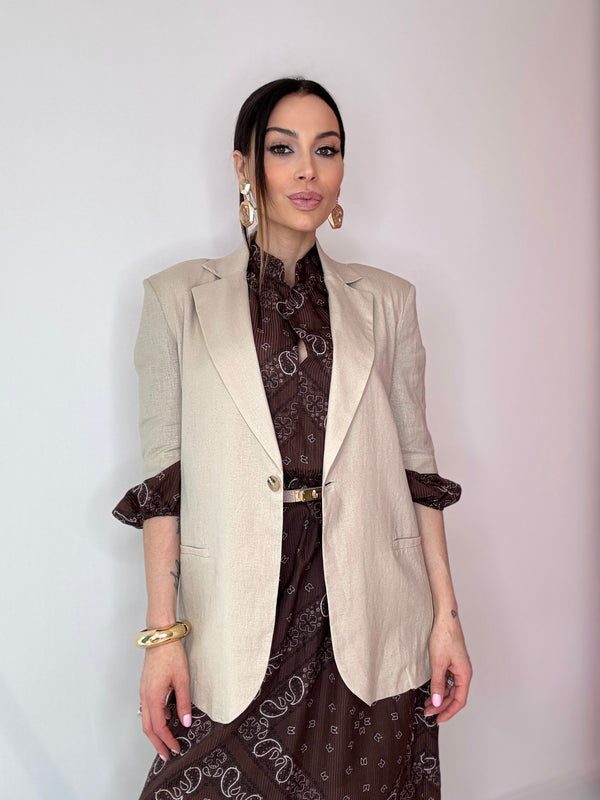 Blazer in lino beige FEDERICA BI