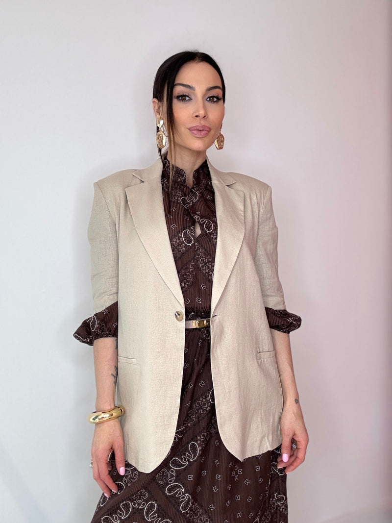 Blazer in lino beige FEDERICA BI