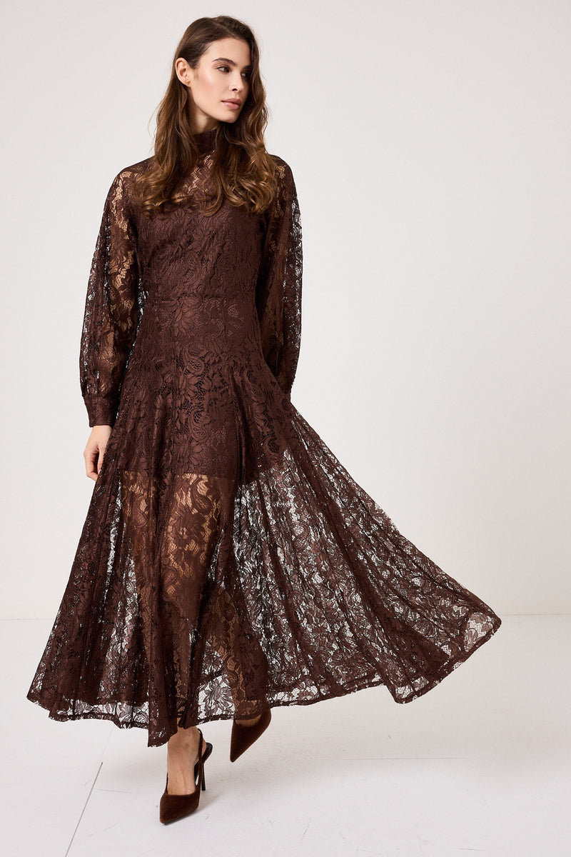 Abito in pizzo cioccolato FEDERICA BI