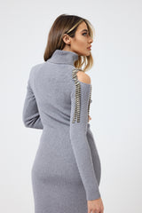 Abito grigio perla cut out FEDERICA BI