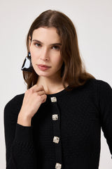 Maglia nera bottoni gioiello FEDERICA BI