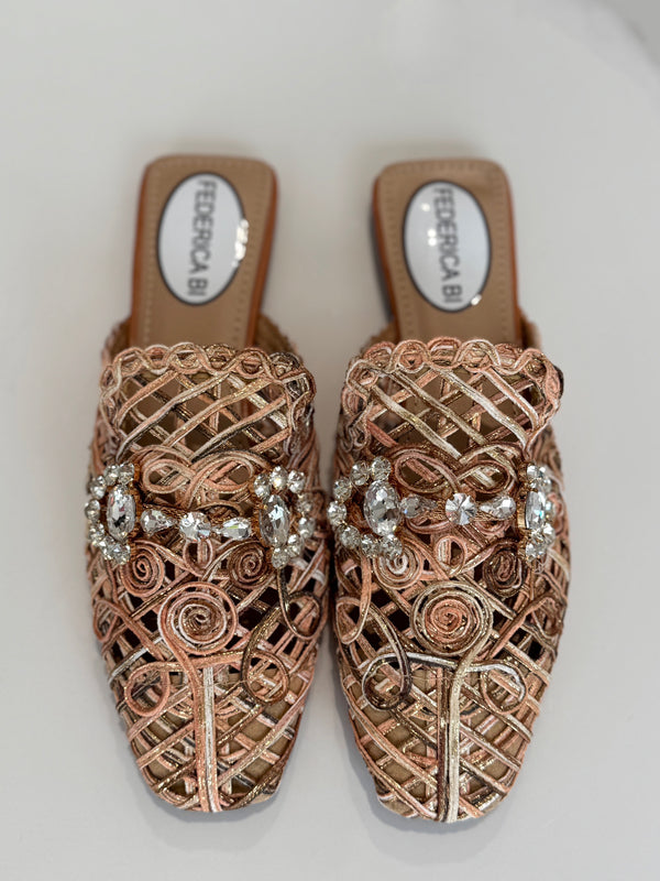 Sabot flat rosa e oro FEDERICA BI