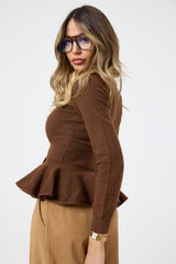 Maglia marrone bottoni gioiello FEDERICA BI