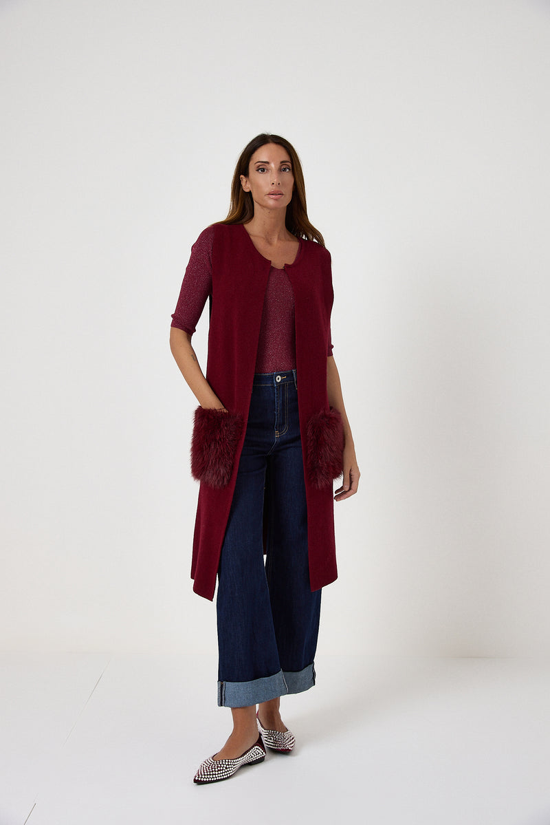 Gilet con tasca in ecofur FEDERICA BI ( vari colori )