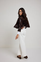 Giacca in ecopelle marrone FEDERICA BI