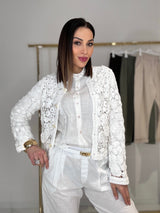 Cardigan crochet perle e cristalli FEDERICA BI