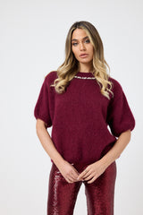 Pantalone in paillettes bordeaux FEDERICA BI